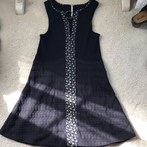 Free people black quilted dress with O ring detail